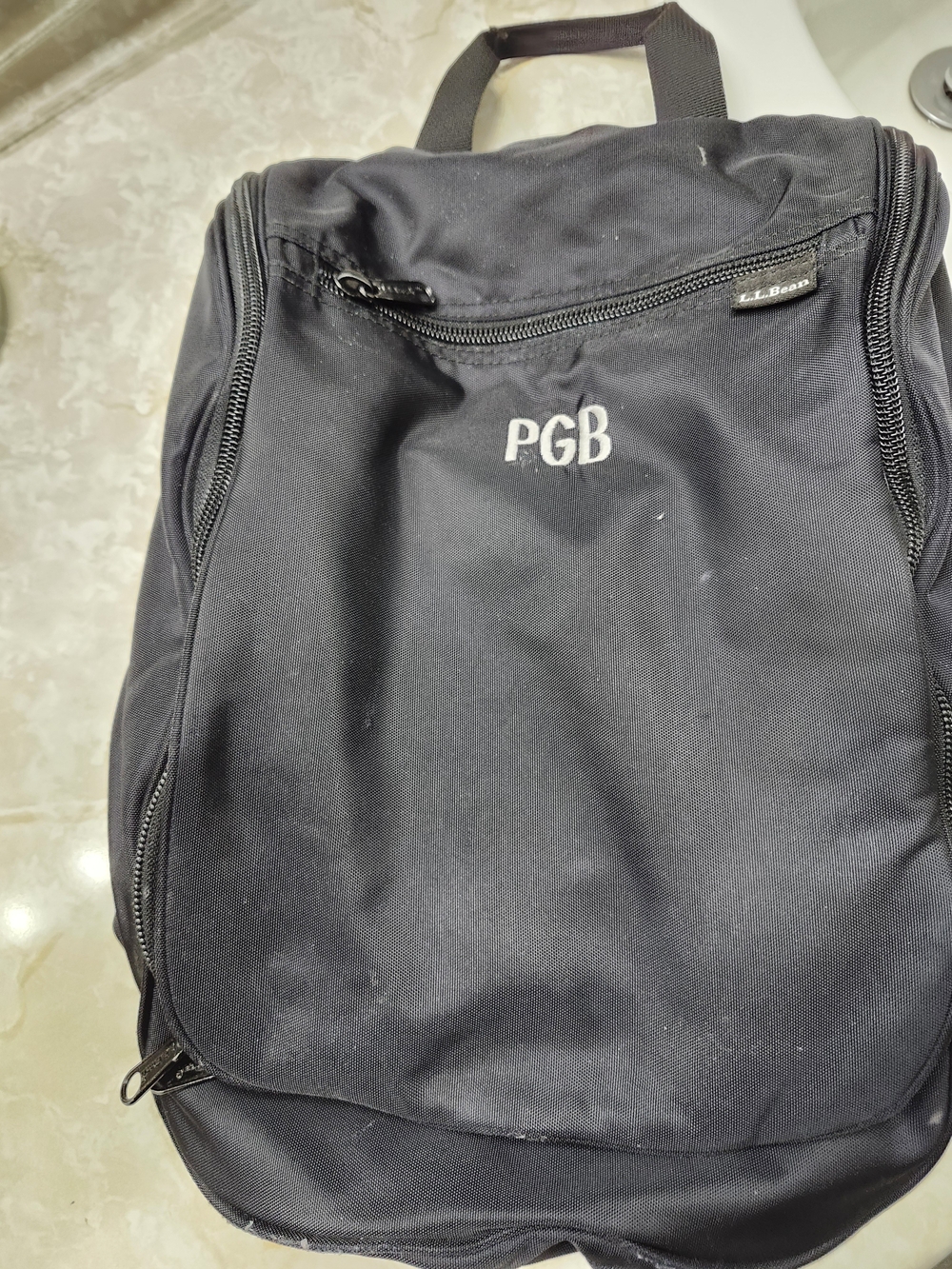 L.L. Bean Black Cosmetic/Toiletry Bag with PGB Monogram
